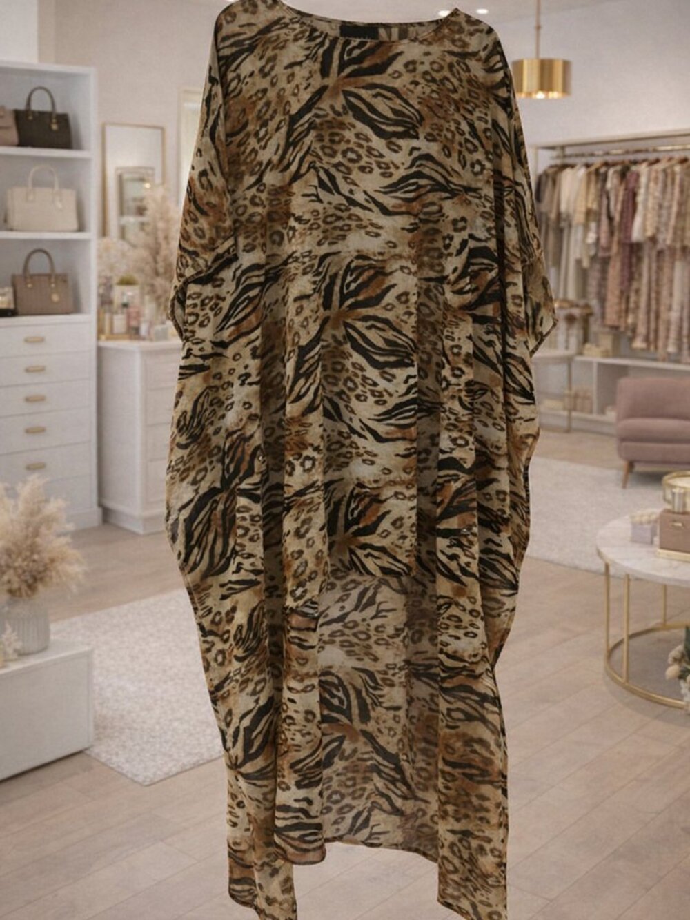 Women  animal print pattern stylish sheer top